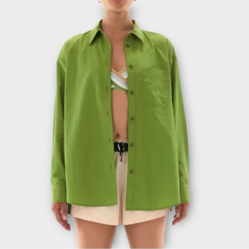 P.E Nation Interval Oversized Button Down Blouse in Peridot Green Size XS NWT - Picture 9 of 9
